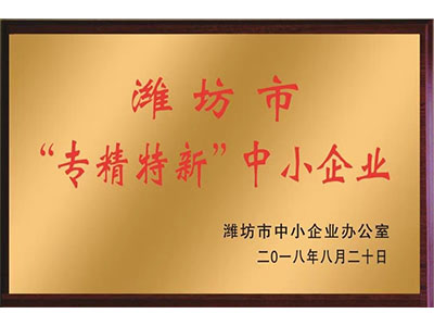 2018年认定潍坊市专精特新中小企业